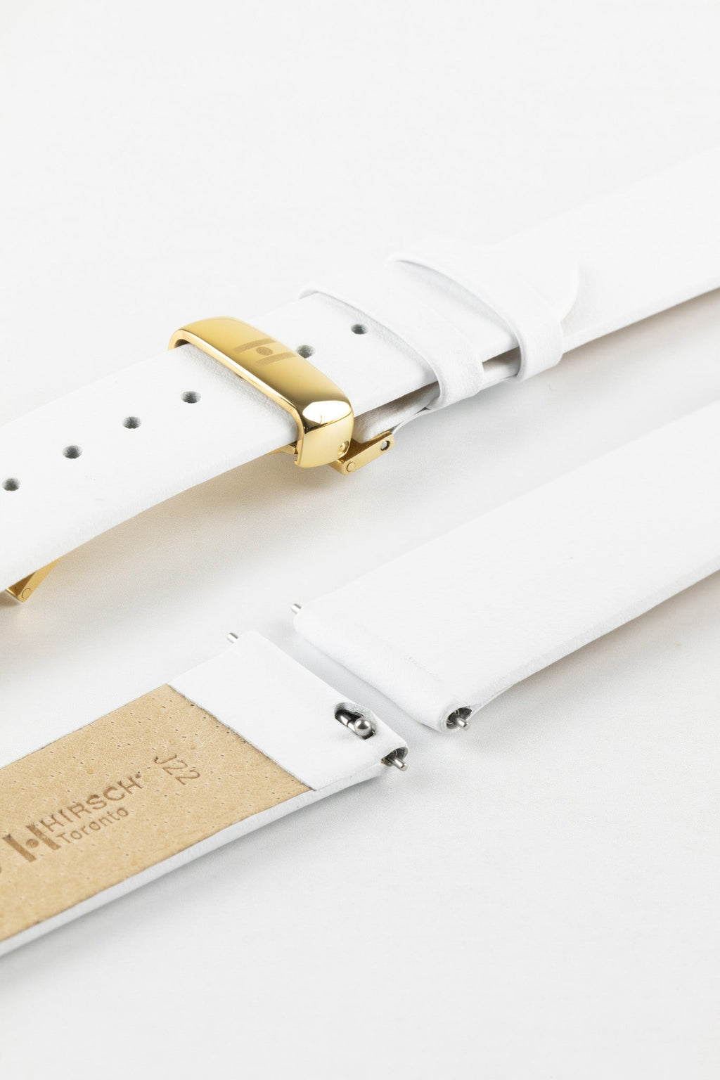 Hirsch TORONTO Quick-Release Fine-Grained Leather Watch Strap in WHITE