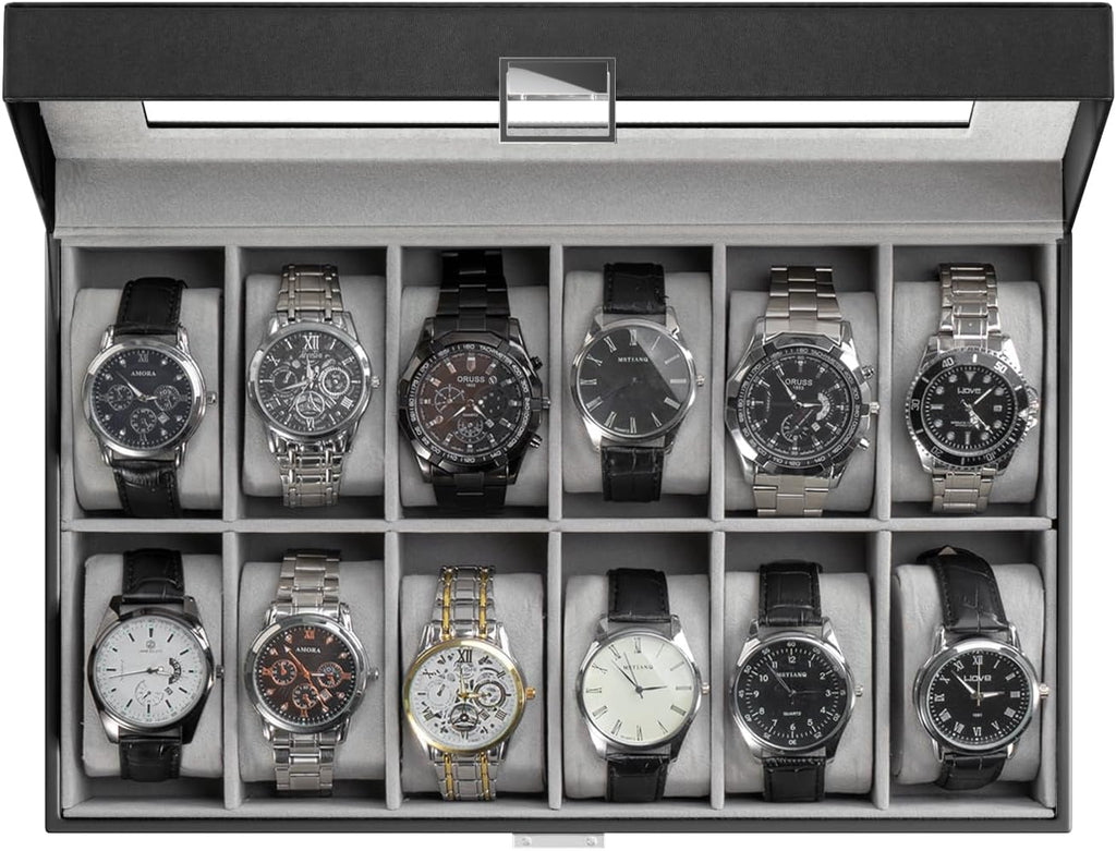Watch Box with Glass Lid, 3-18 Slots PU Leather Watch Storage Organizer & Display Case | ProCase
