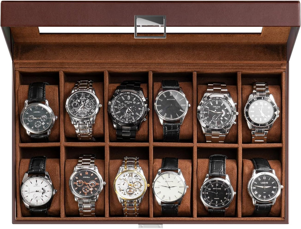 Watch Box with Glass Lid, 3-18 Slots PU Leather Watch Storage Organizer & Display Case | ProCase