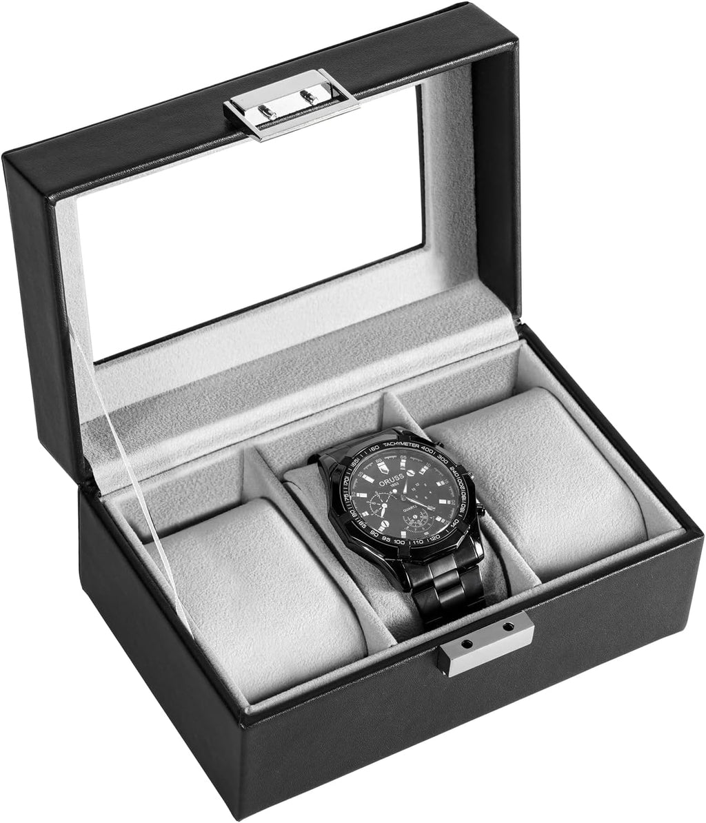 Watch Box with Glass Lid, 3-18 Slots PU Leather Watch Storage Organizer & Display Case | ProCase