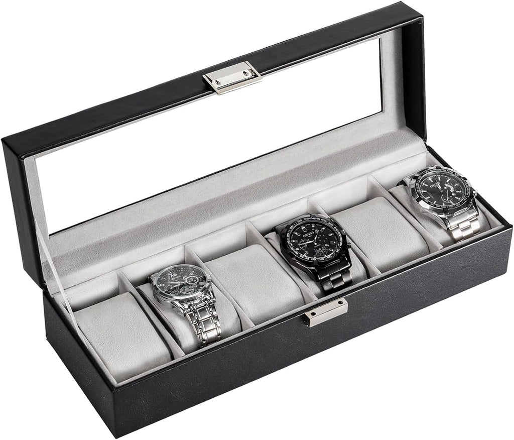 Watch Box with Glass Lid, 3-18 Slots PU Leather Watch Storage Organizer & Display Case | ProCase